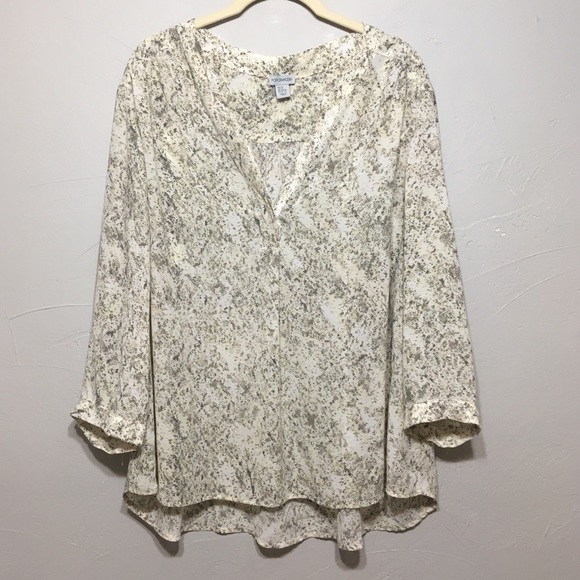 Paraphrase Tops - Paraphrase White Yellow Patterned Blouse